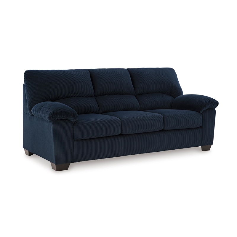 Pemberly Row Contemporary Polyester Upholstered Sofa in Navy