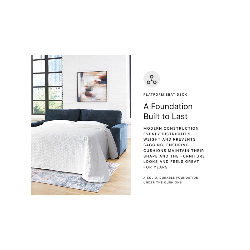 Pemberly Row Contemporary Polyester Upholstered Blue Queen Sofa Sleeper