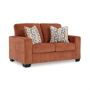 Pemberly Row Contemporary Polyester Upholstered Orange Loveseat
