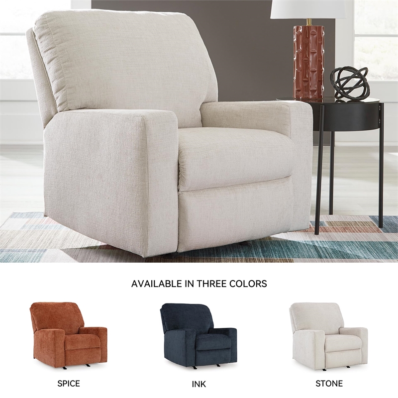 Pemberly Row Contemporary Polyester Upholstered Stone Recliner