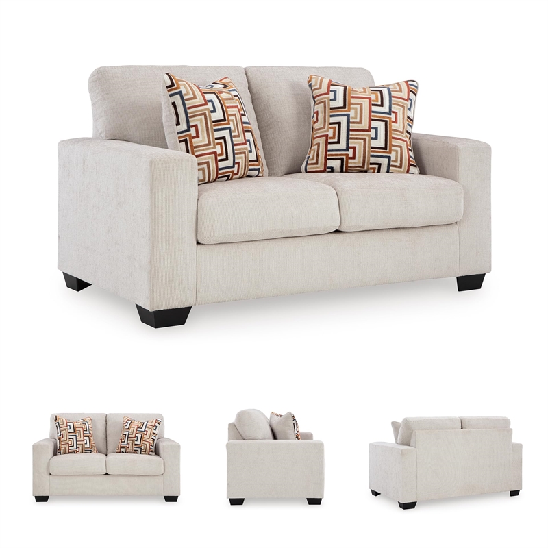 Pemberly Row Contemporary Polyester Upholstered Stone Loveseat