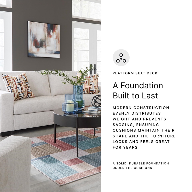 Pemberly Row Contemporary Polyester Upholstered Stone Finish Sofa