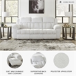 Pemberly Row Contemporary Polyester Upholstered White Reclining Sofa