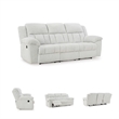 Pemberly Row Contemporary Polyester Upholstered White Reclining Sofa