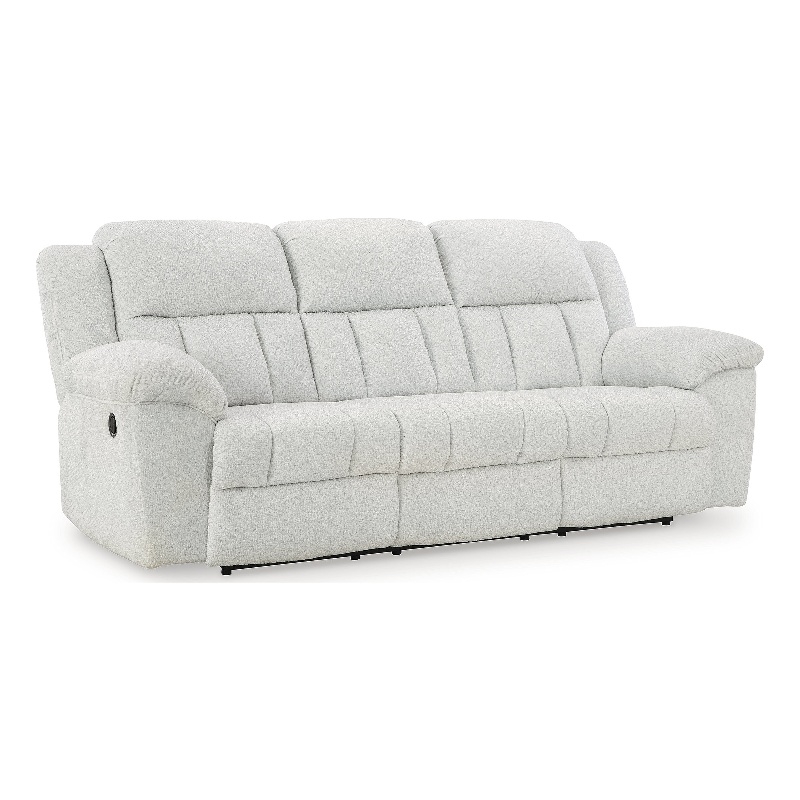 Pemberly Row Contemporary Polyester Upholstered White Reclining Sofa
