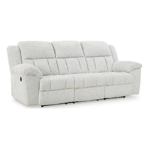 Pemberly Row Contemporary Polyester Upholstered White Reclining Sofa