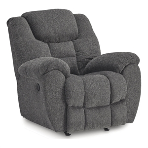 Pemberly Row Contemporary Polyester Upholstered Charcoal Recliner