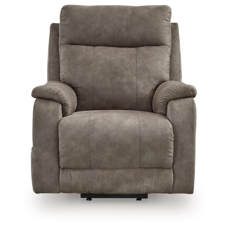 Pemberly Row Contemporary Faux Leather Gray Power Lift Recliner
