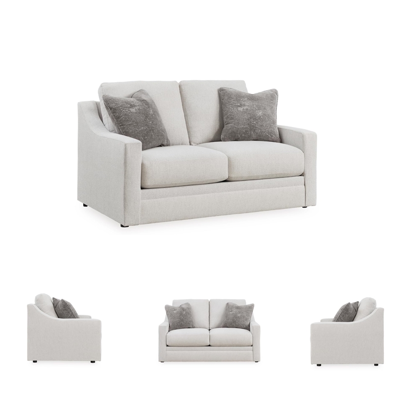 Pemberly Row Contemporary Polyester Upholstered Beige Loveseat