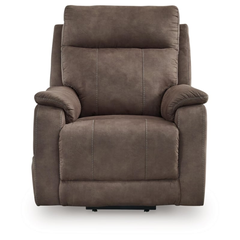 Pemberly Row Contemporary Faux Leather Brown Power Lift Recliner
