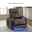 Pemberly Row Contemporary Faux Leather Upholstered Brown Power Recliner
