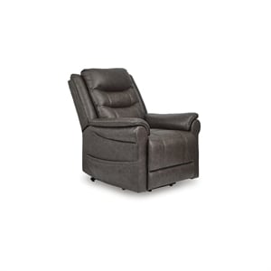 Pemberly Row Contemporary Faux Leather Brown Power Lift Recliner