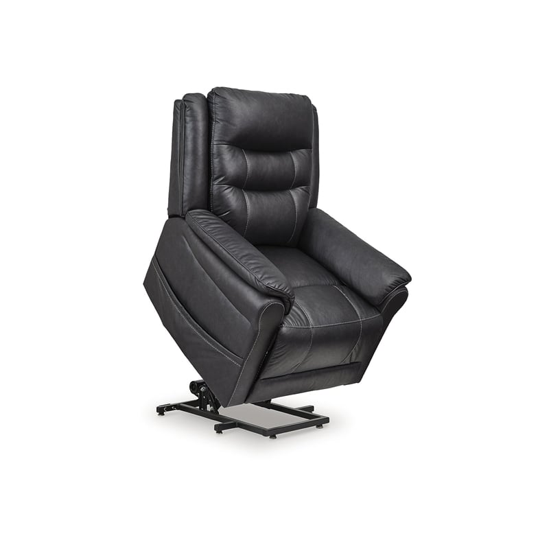 Pemberly Row Contemporary Faux Leather Black Power Lift Recliner