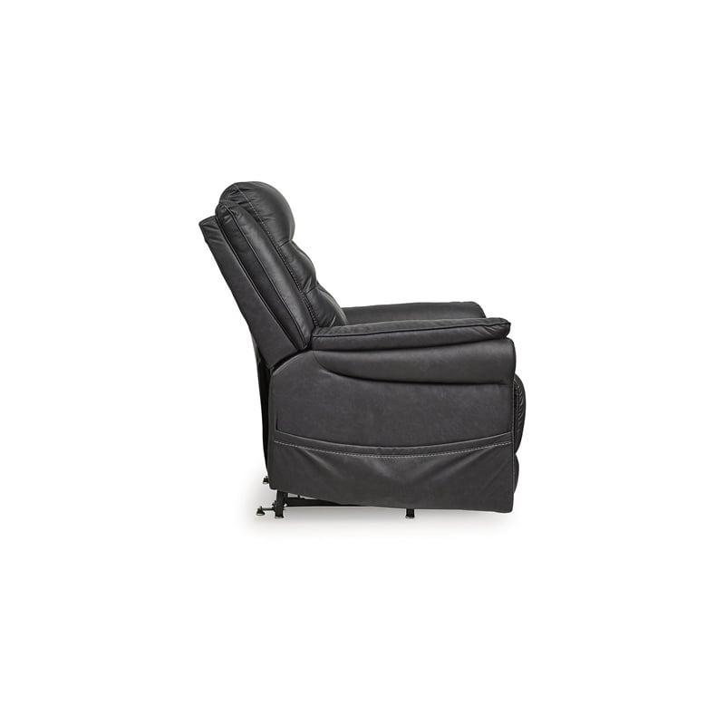 Pemberly Row Contemporary Faux Leather Black Power Lift Recliner