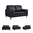 Pemberly Row Contemporary Leather Upholstered Black Loveseat