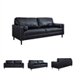 Pemberly Row Contemporary Leather Upholstered Black Finish Sofa