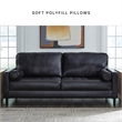 Pemberly Row Contemporary Leather Upholstered Black Finish Sofa