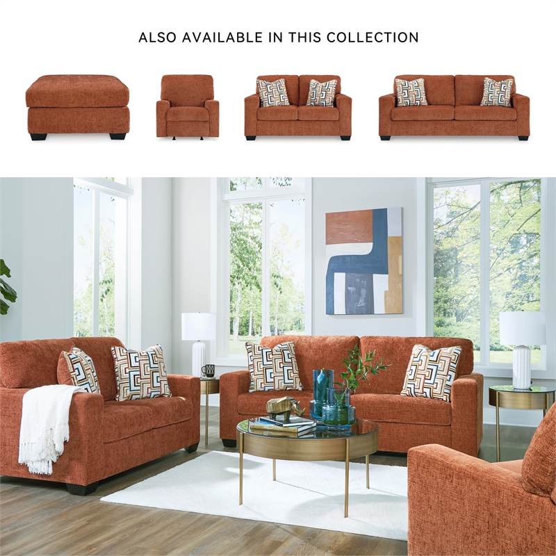 Pemberly Row Contemporary Polyester Orange Queen Sofa Sleeper