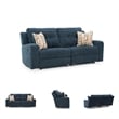 Pemberly Row Contemporary Polyester Upholstered Blue Reclining Sofa
