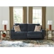Pemberly Row Contemporary Polyester Upholstered Blue Reclining Sofa