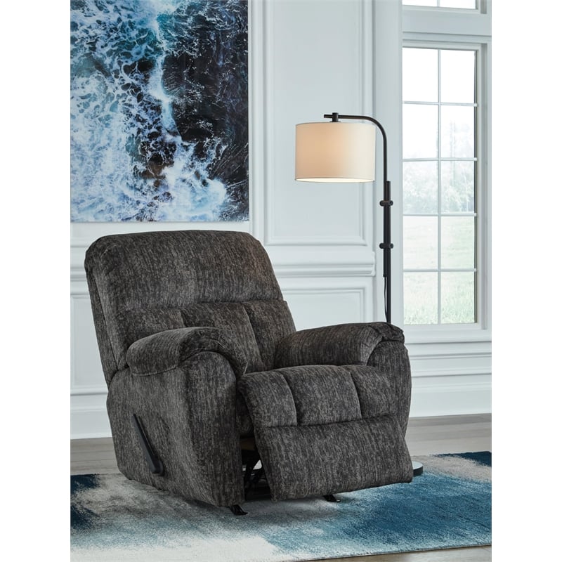 Pemberly Row Contemporary Polyester Dark Gray Rocker Recliner