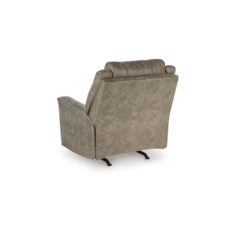 Pemberly Row Contemporary Faux Leather Upholstered Brown Rocker Recliner