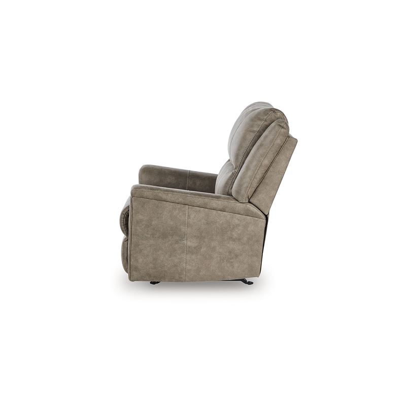 Pemberly Row Contemporary Faux Leather Upholstered Brown Rocker Recliner