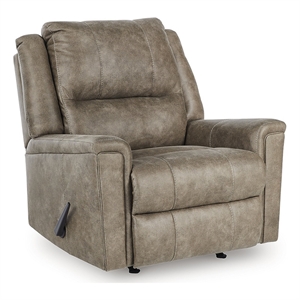 Pemberly Row Contemporary Faux Leather Upholstered Brown Rocker Recliner