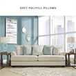 Pemberly Row Contemporary Polyester Upholstered Beige Finish Sofa