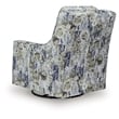 Pemberly Row Contemporary Polyester Upholstered Gray Swivel Glider Accent Chair