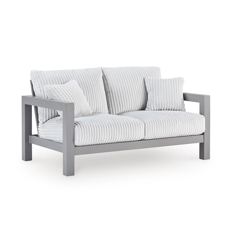 Pemberly Row Contemporary Polyester Gray Loveseat with Cushion