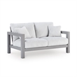 Pemberly Row Contemporary Polyester Gray Loveseat with Cushion