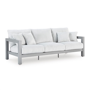 Pemberly Row Contemporary Polyester Upholstered Gray Sofa with Cushion