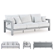 Pemberly Row Contemporary Polyester Upholstered Gray Sofa with Cushion