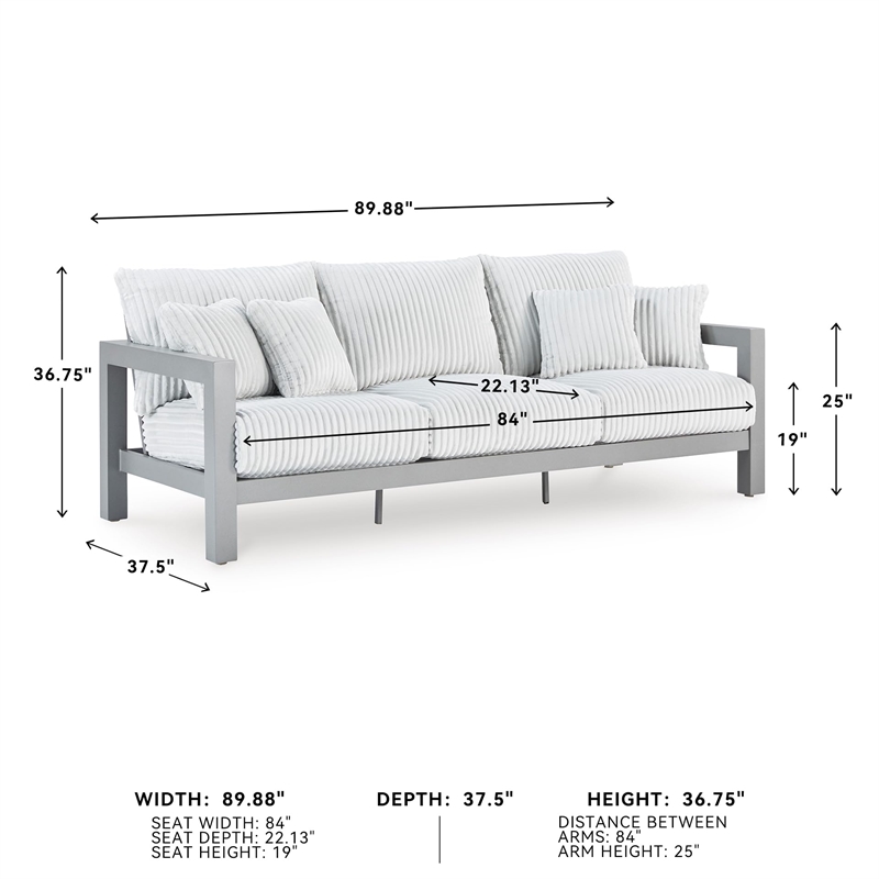 Pemberly Row Contemporary Polyester Upholstered Gray Sofa with Cushion