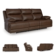 Pemberly Row Contemporary Leather Brown Power Reclining Sofa