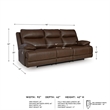 Pemberly Row Contemporary Leather Brown Power Reclining Sofa