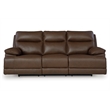 Pemberly Row Contemporary Leather Brown Power Reclining Sofa