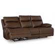 Pemberly Row Contemporary Leather Brown Power Reclining Sofa
