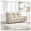 Pemberly Row Contemporary Leather Beige Power Reclining Sofa