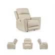 Pemberly Row Contemporary Leather Upholstered Beige Power Recliner
