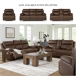 Pemberly Row Contemporary Leather Upholstered Brown Power Recliner
