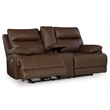 Pemberly Row Contemporary Leather Brown Power Reclining Loveseat
