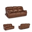 Pemberly Row Contemporary Leather Brown Power Reclining Sofa