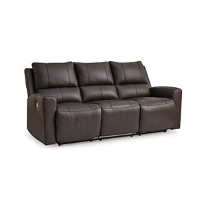 Pemberly Row Contemporary Leather Brown Power Reclining Sofa