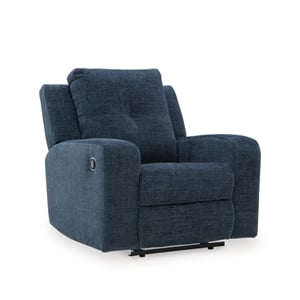 Pemberly Row Contemporary Polyester Upholstered Blue Recliner