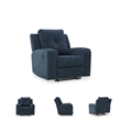 Pemberly Row Contemporary Polyester Upholstered Blue Recliner
