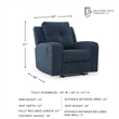 Pemberly Row Contemporary Polyester Upholstered Blue Recliner
