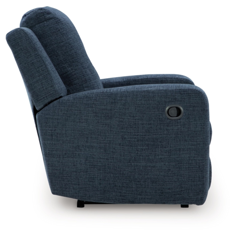 Pemberly Row Contemporary Polyester Upholstered Blue Recliner