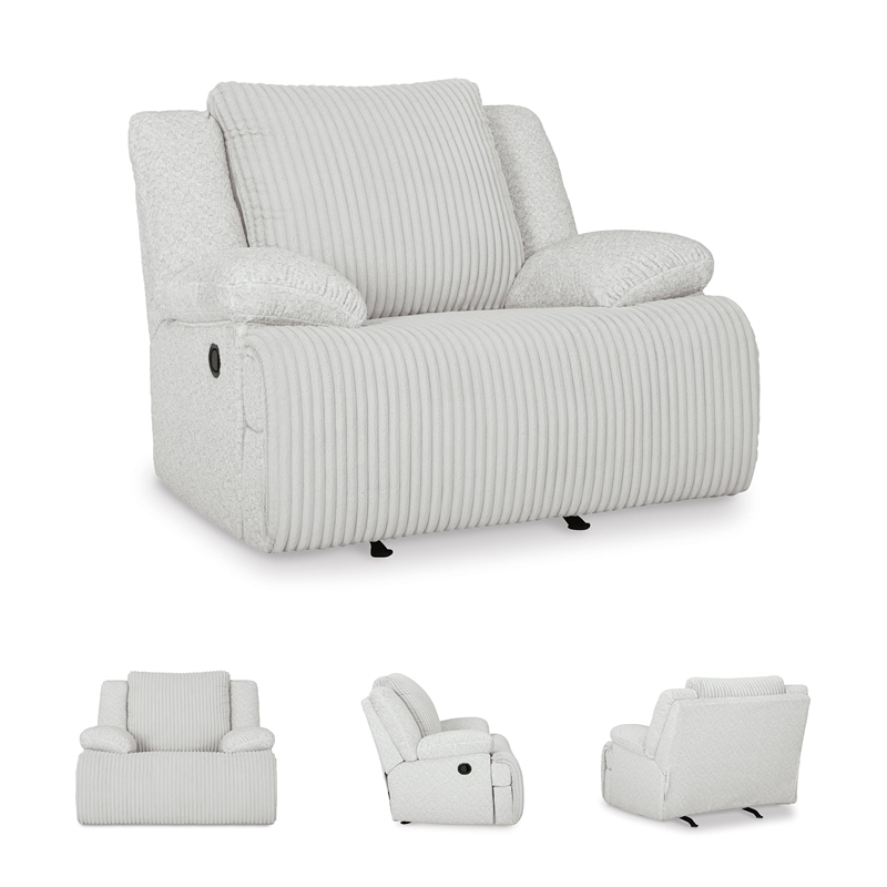 Pemberly Row Contemporary Polyester Upholstered Whitewash Recliner